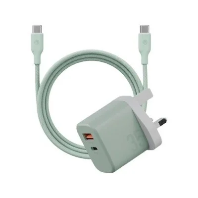 Wall Charger Velox With Weave Cable Bazic - Green